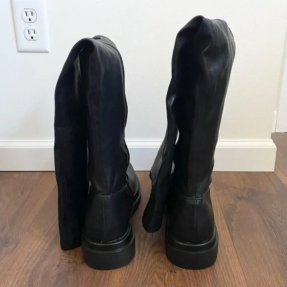 Truffle Collection Chunky Stretch Over the Knee Boots in Black - Picture 6 of 7